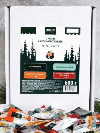 Цукаты сосновые АССОРТИ 4 вкуса, 600 гр